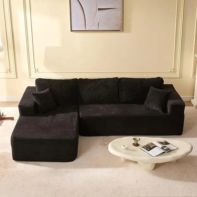 107" Boneless Couch with Deep Seat, Modular Sectional Sofa, Cloud Sectional Couch for Living Room, No Assembly Required, Corduroy