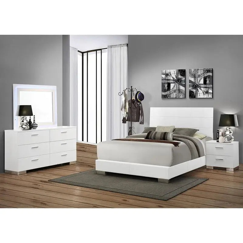 Queen Bedroom Set, 4-Piece, High Gloss, White
