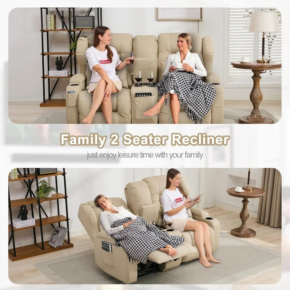 Loveseat recliner with Double Reclining Feature and Console/ Wall-Hugging  for RVs
