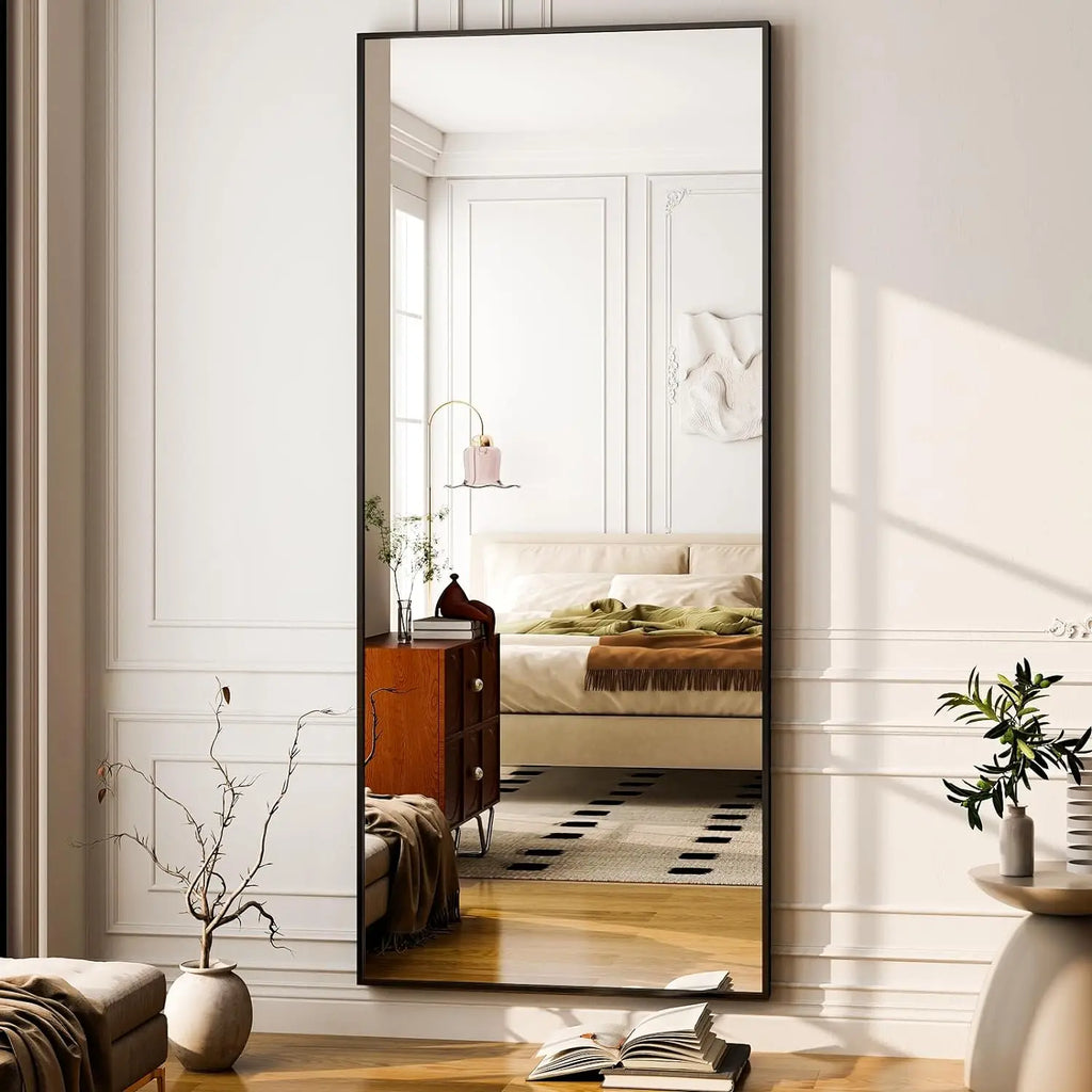 26" x 71" Full Length Mirror - Black Floor Mirror - Rectangular Wall Mounted Mirrors for Bedroom, Living Room, Bathroom,