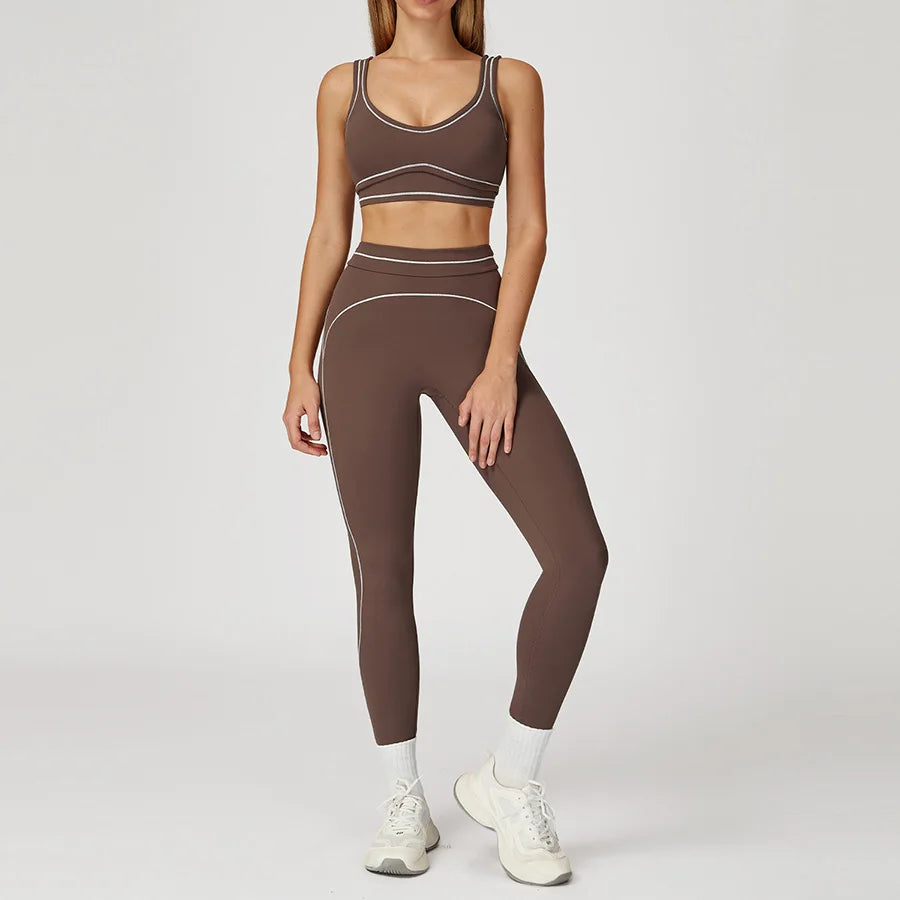 2 Piece Yoga Clothes Women Tracksuit Tracksuit Athletic Wear Fitness Suit Gym Workout Push Up Clothes Sports Bra Leggings Suit