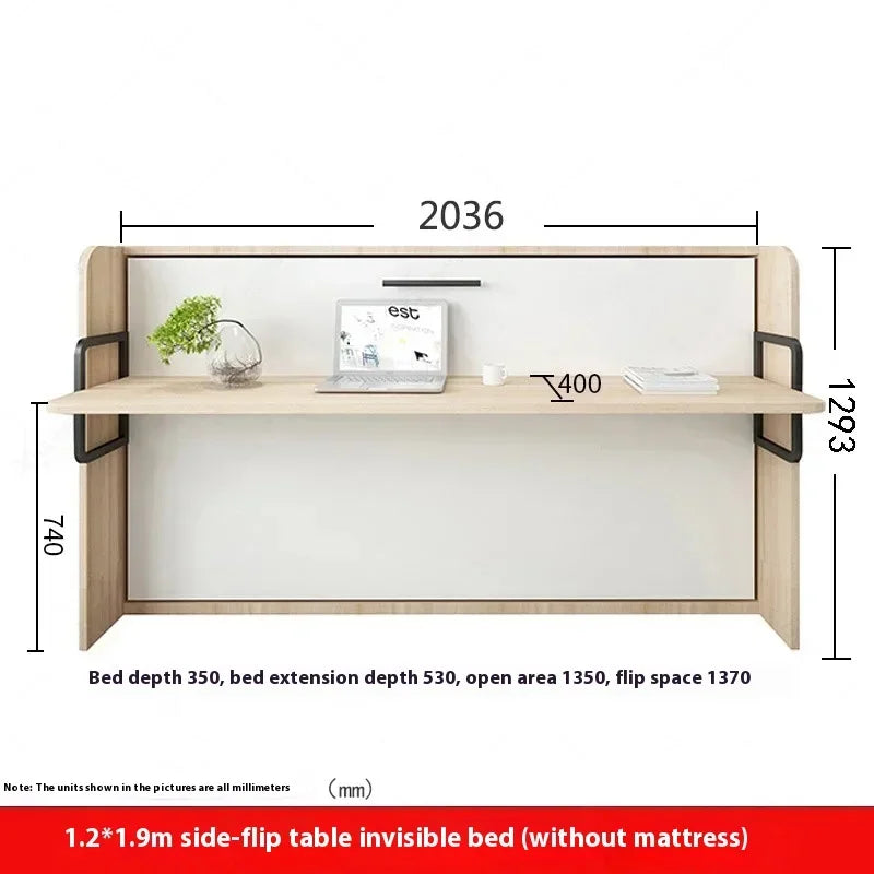 Multifunctional Invisible Desk Bed Bookcase Rotary Rollover Bed Wardrobe Integrated  Murphy Bed Bedroom Set Furniture