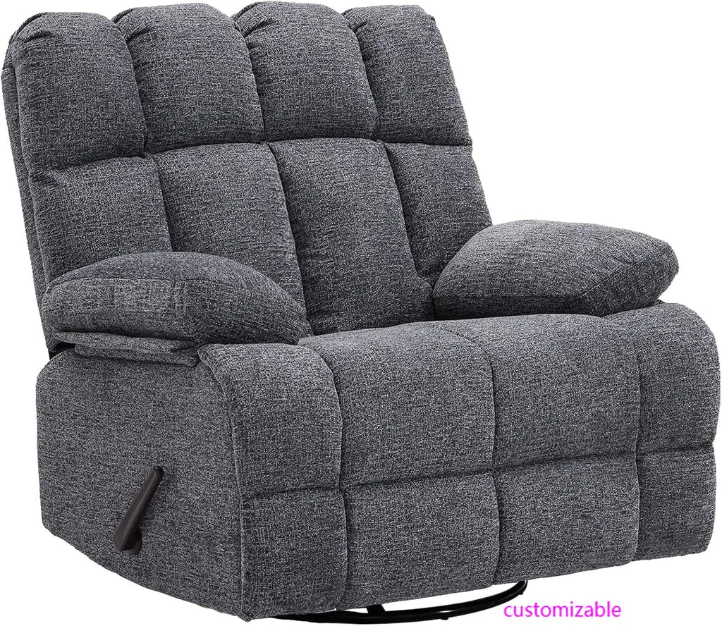 Oversized Rocker Chair, Lazy Boy Recliner Chair for Big Man, Extra Wide Manual Swivel Recliner, Overstuffed Soft Rocking Sofa