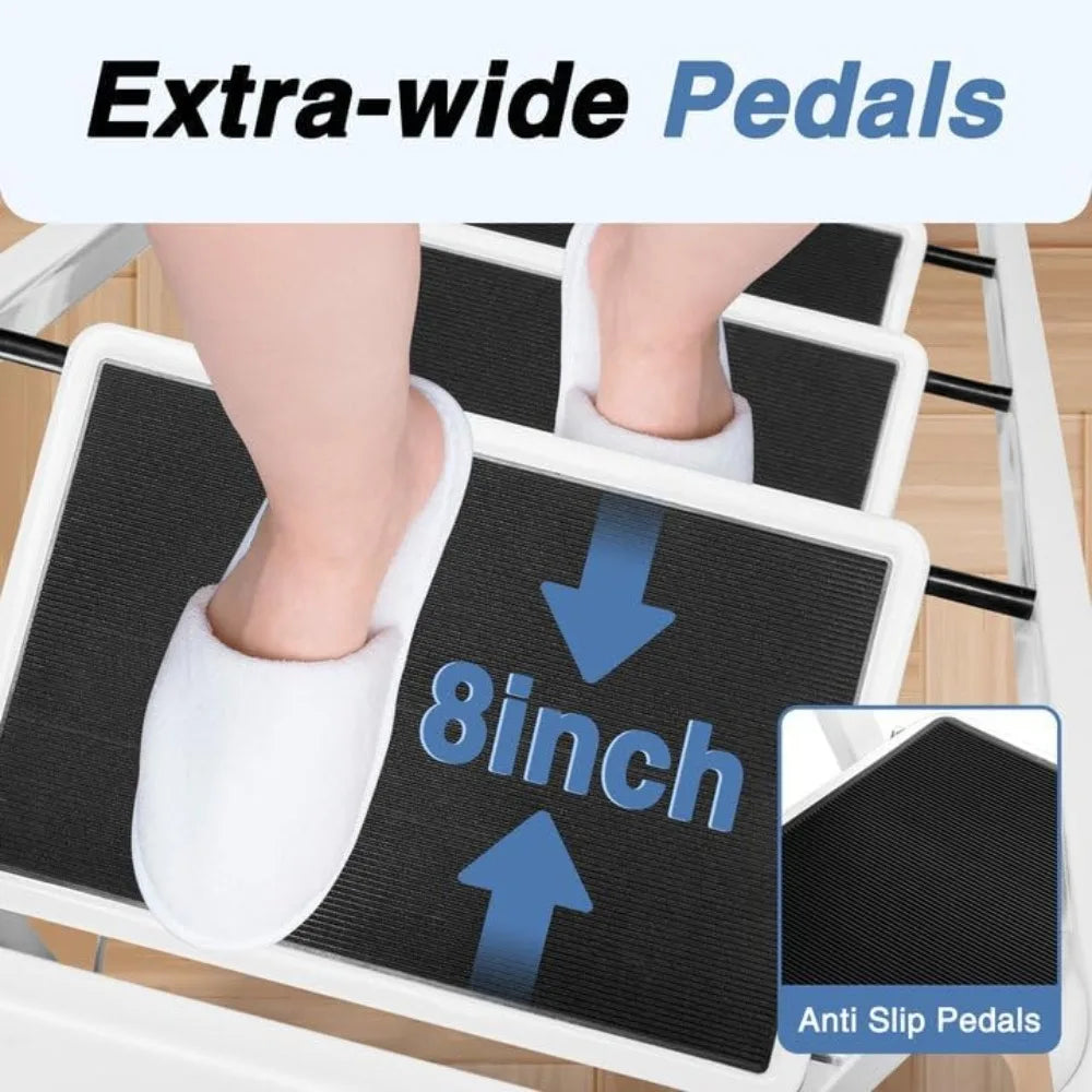 4 Step Folding Step- Stool/ Foldable for Adults with Handrails Heavy Duty Foldable Stepping Stool with Wide Anti-Slip Steps