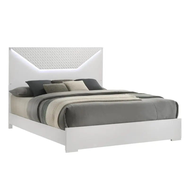 Modern 4-Piece Queen Bedroom Set with LED Headboard
