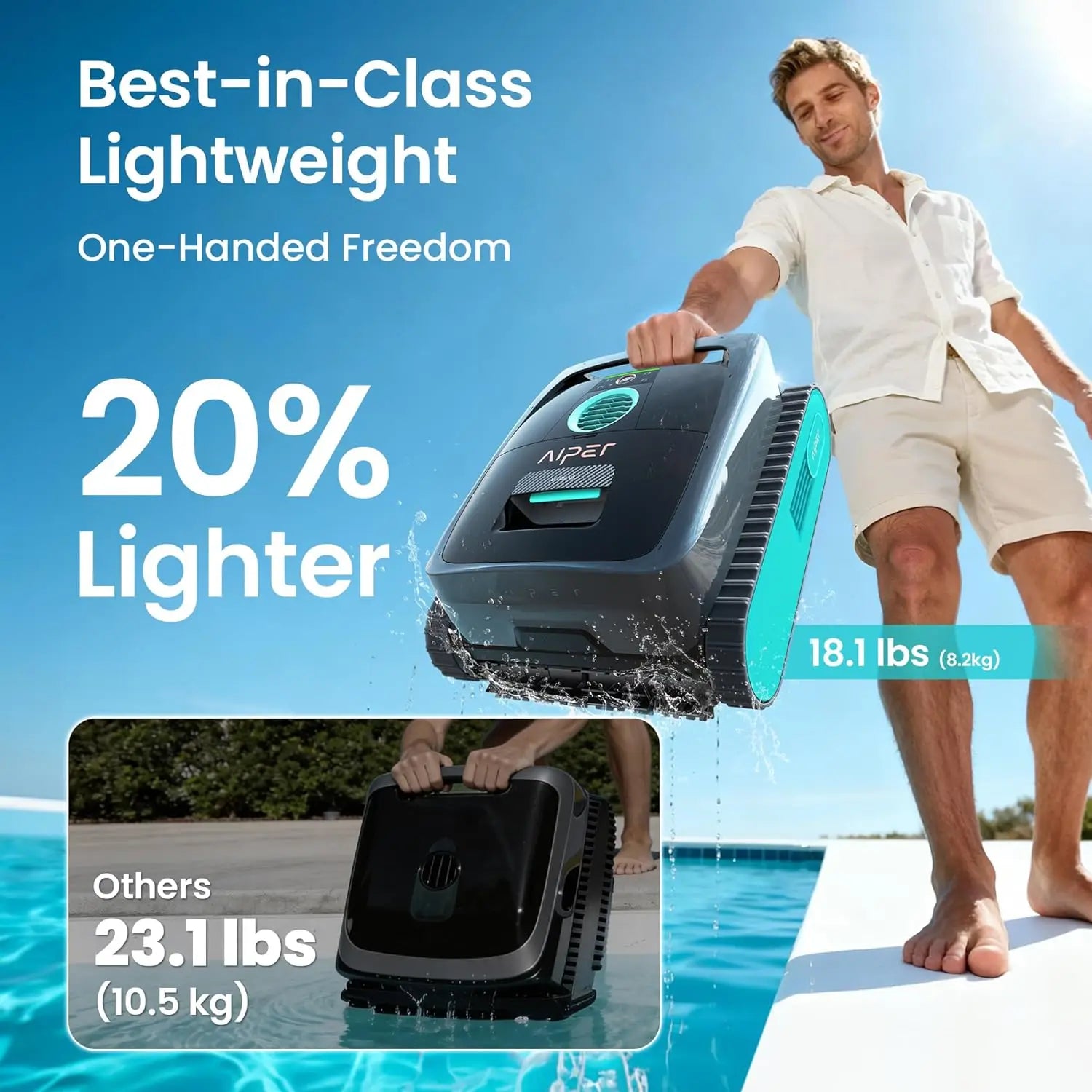 Scuba V3 AI Vision Cordless Robotic Pool Cleaner, Include Wireless Charging Dock, Smart Waterline Parking &, Custom