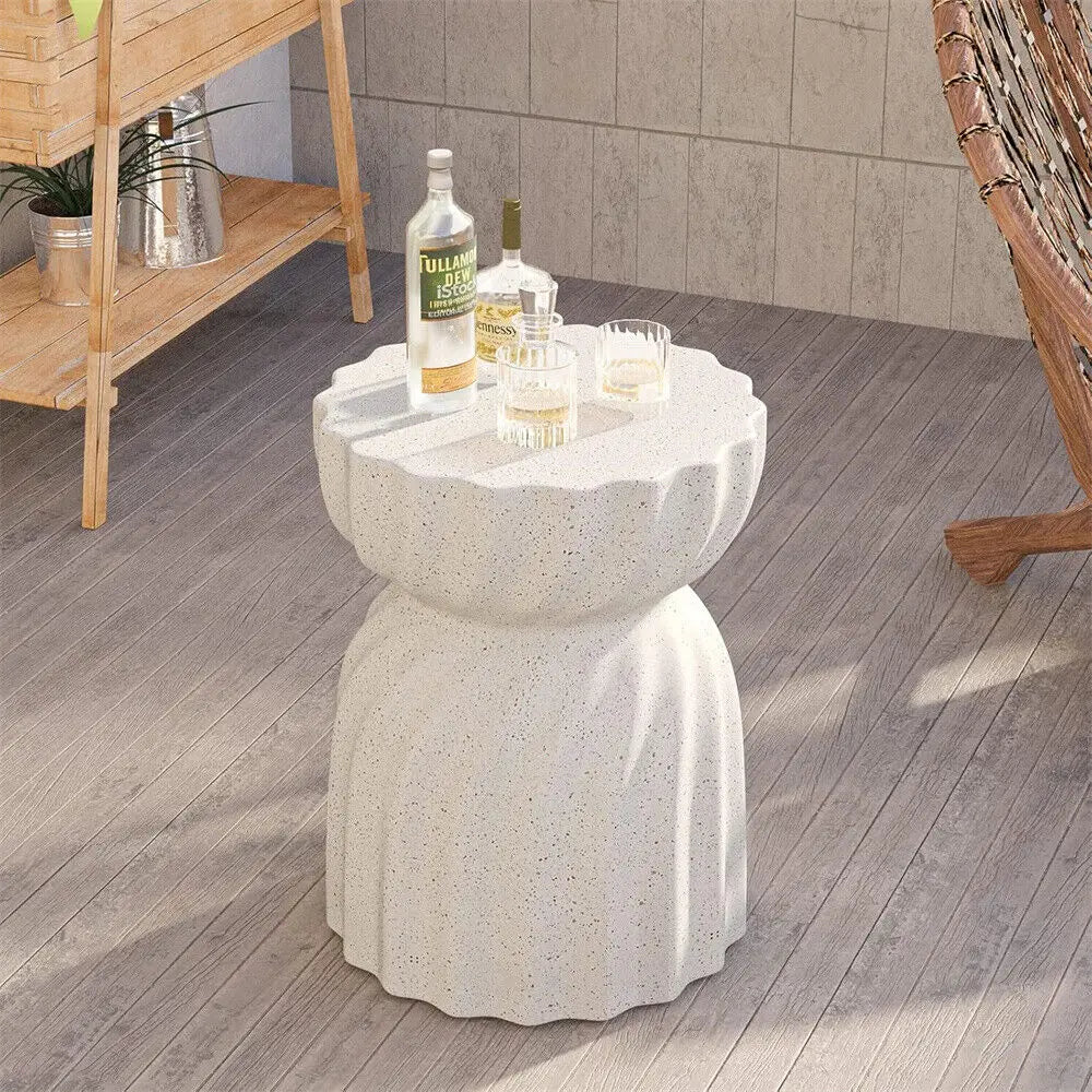 Contemporary Lightweight Concrete Accent Side Table/ Patio Hourglass /Side End Table/ Garden Stool/ Living Room/ Office