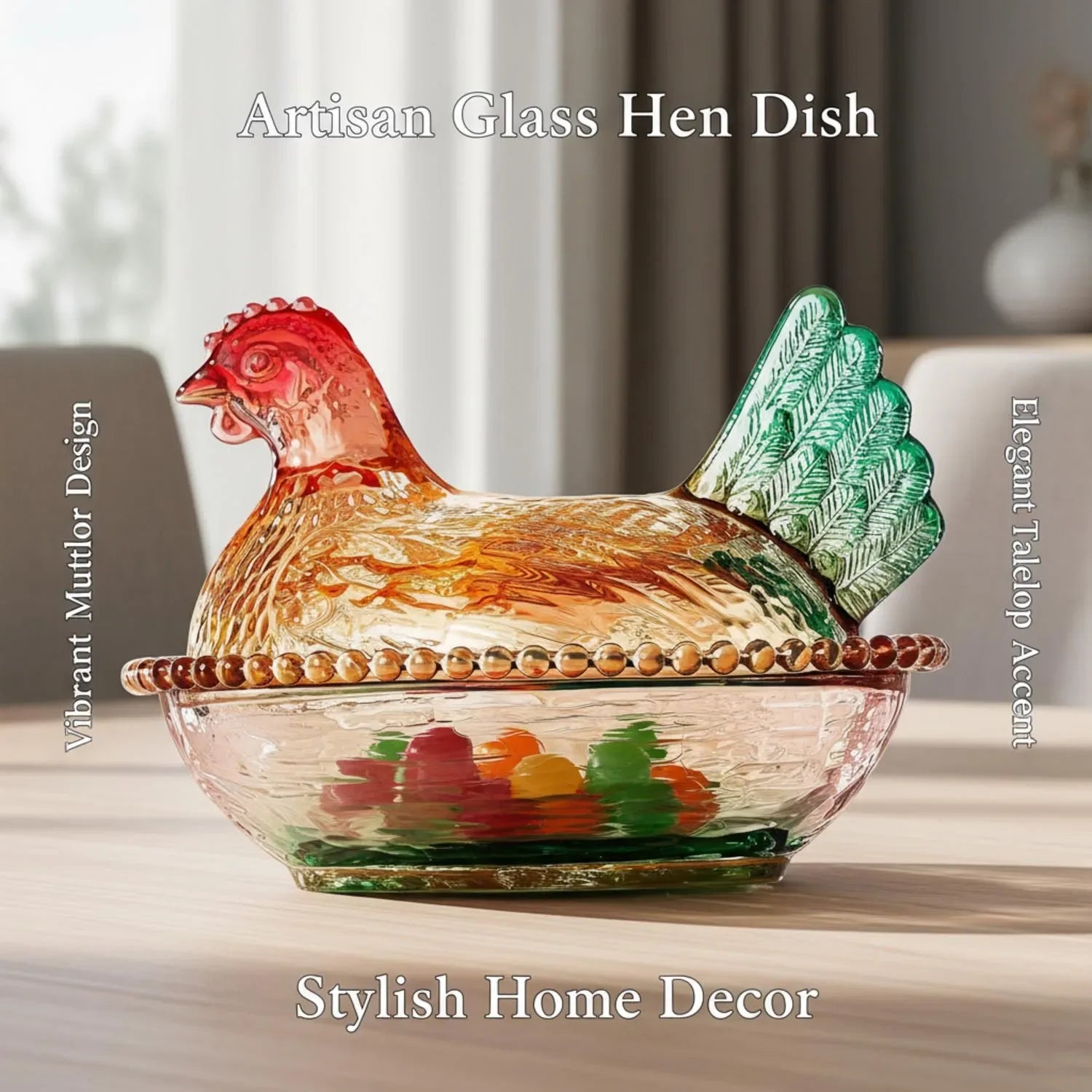 Palm Sized Crystal Glass Hen On Nest Dish With Lid/ Mini Storage Jar/ Jewelry Organizer/ Trinket/ Candy Container/ Desktop/ Vanity Decor Holiday Gift
