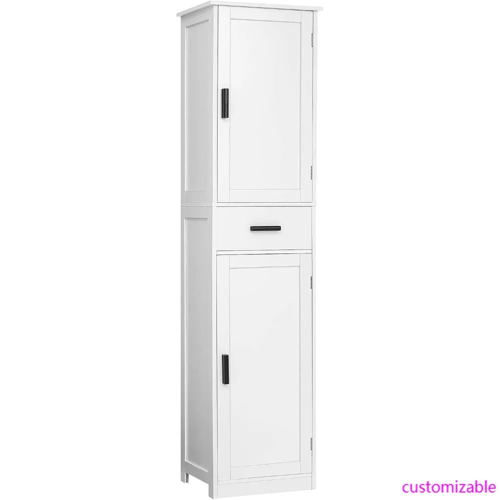 67-inch Tall Bathroom Storage Cabinet with 4 Shelves and 2 Doors, Slim Cabinet for Living Room and Home Office Use