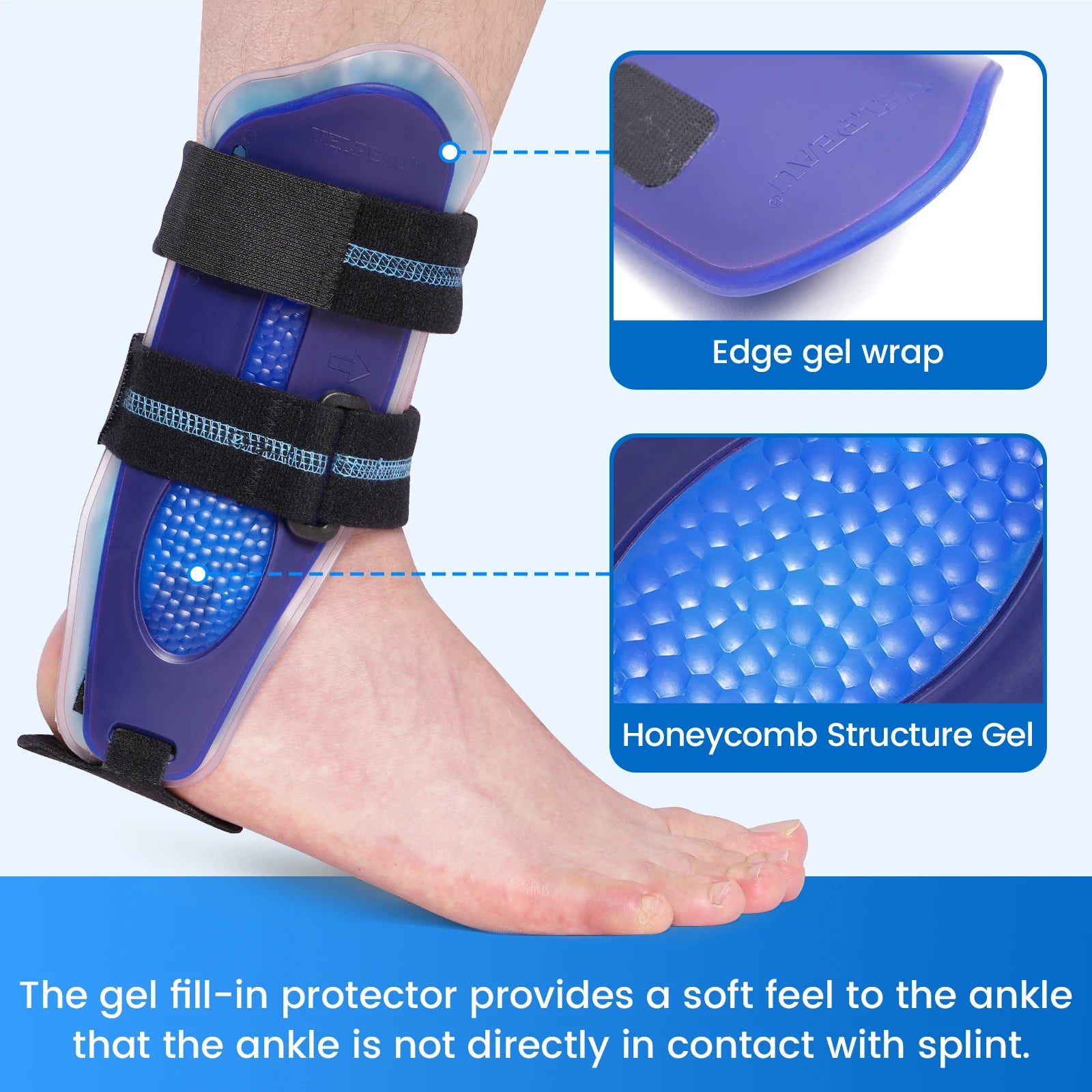 VELPEAU Ankle Splint Brace for Foot Support, Fracture and Sprain, Adjustable Stirrup Ankle Immobilizer, Two Models Available