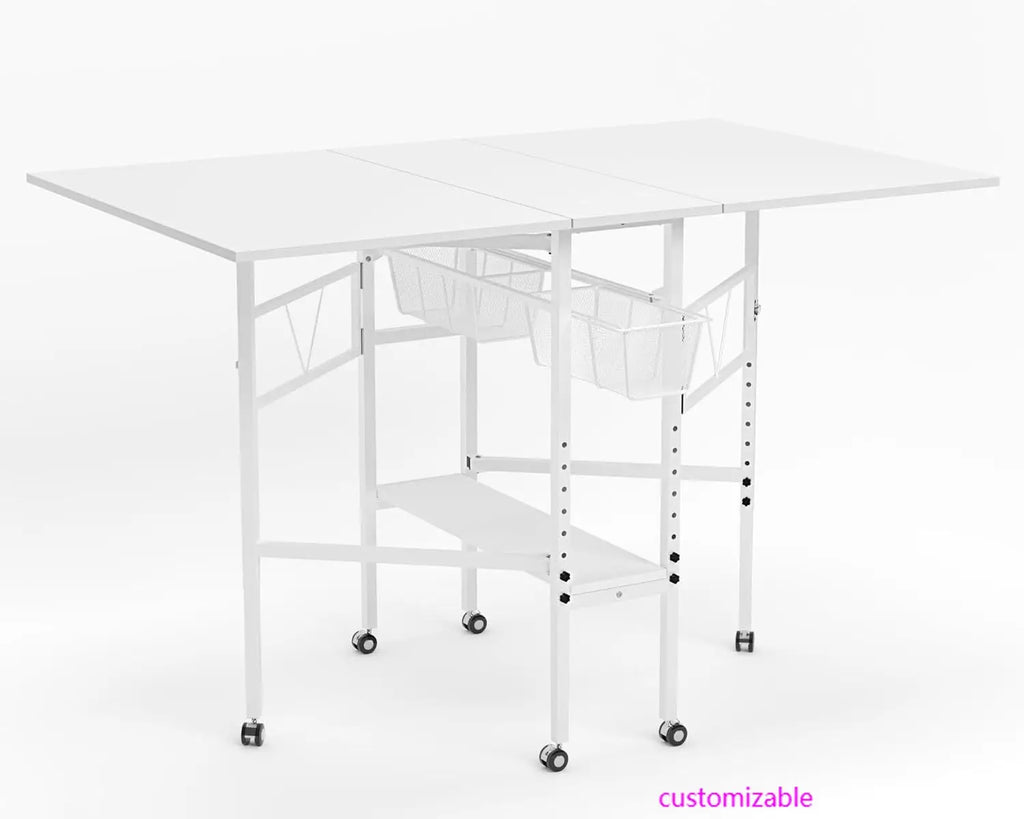Home Hobby Cutting Table 59" W x 36" D, Height Adjustable Craft Table with 2 Drawers and Storage Shelf