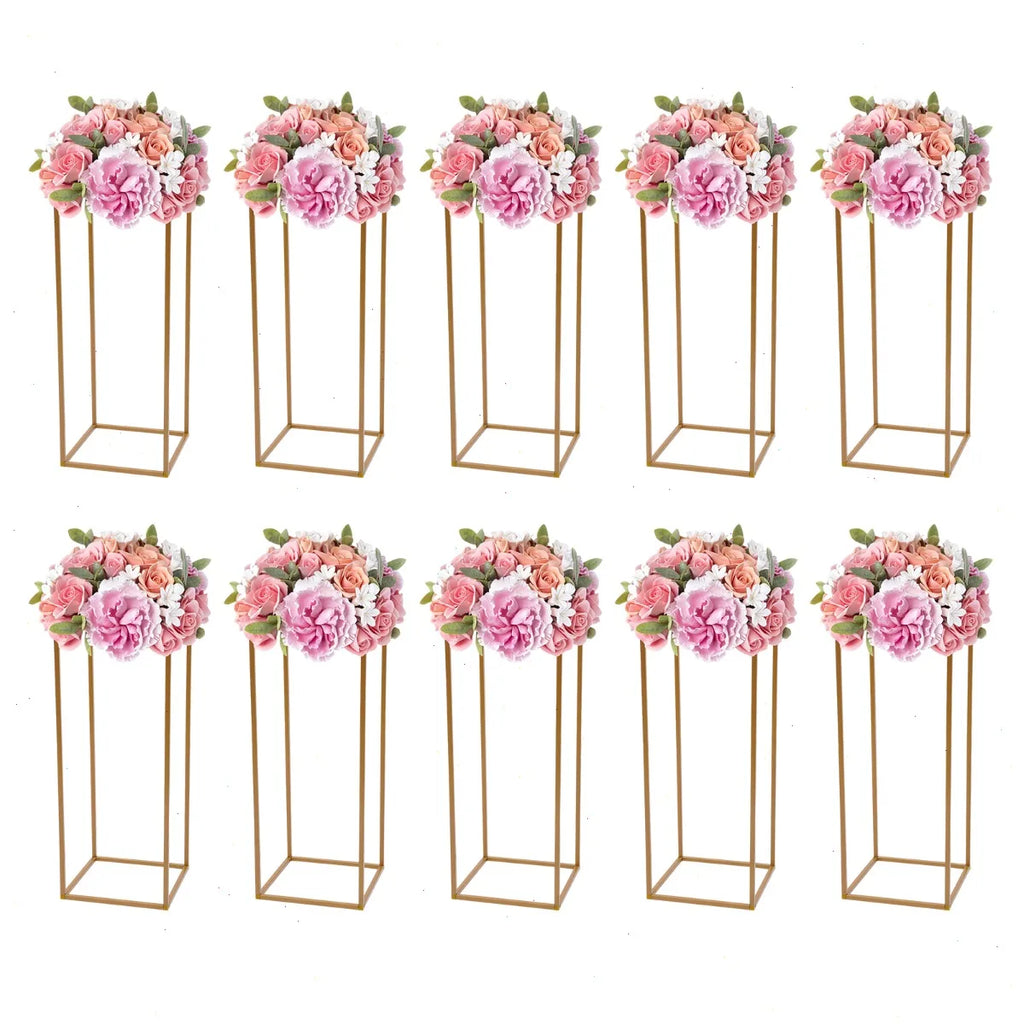 Wedding Flower Stand, Flower Stand, 10pcs 23 Inch Square Gold Stand, DIY Floral Decor, Strong Stability ,10KG Load-bearing