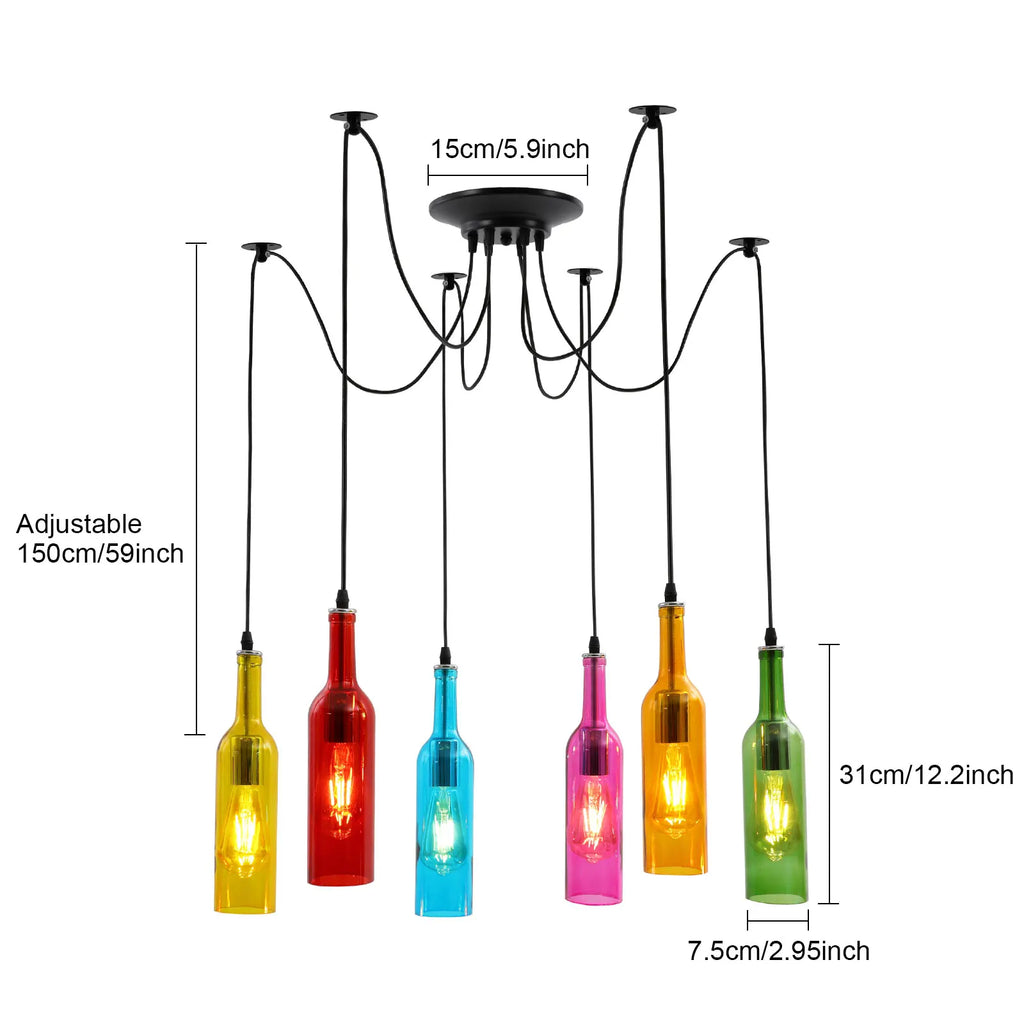 Ceiling Lights/ Pendant Lighting Fixture 6-Head/7-Head/10-Head Creative Glass Bottle Pendant Lamp