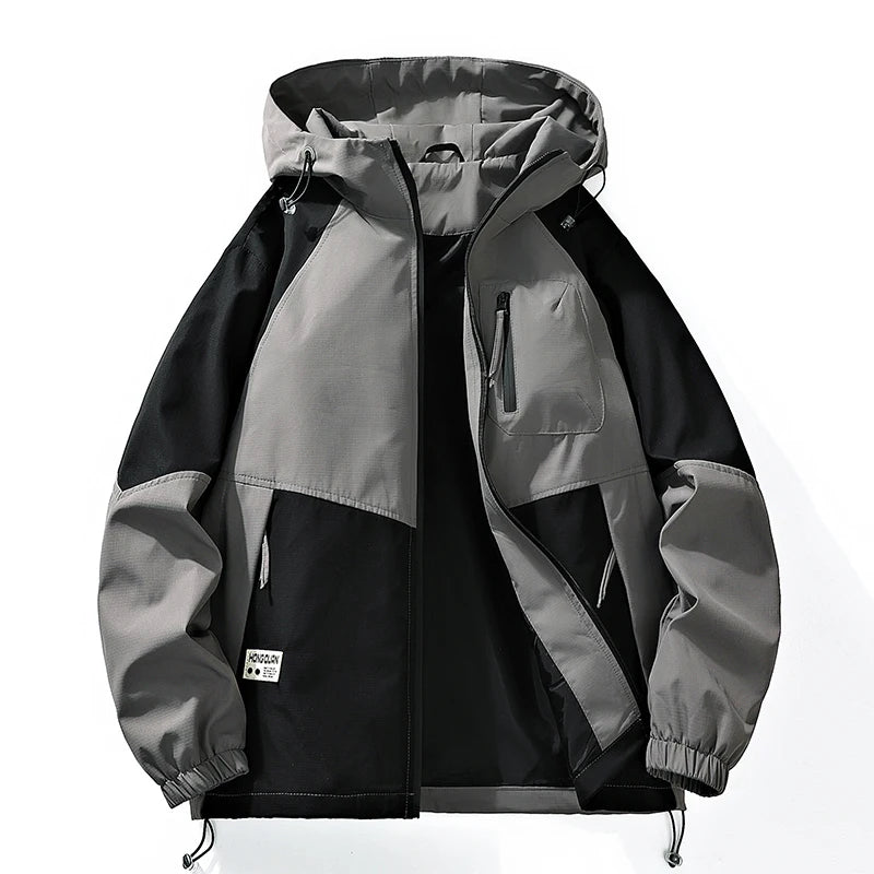 Outdoor Loose Hooded Hiking Jackets for Men/ Quality Waterproof Trekking Coat/ Fashion Comfortable Male Clothes/Autumn All-Match