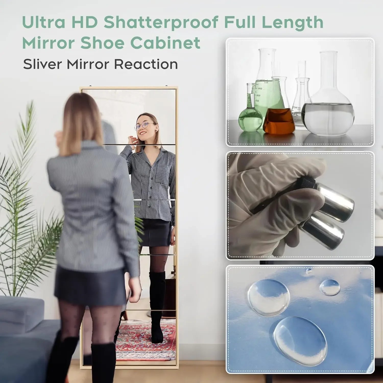 Mirror Shoe Cabinet with 5 Flip Drawers, Shoe Rack Storage Organizer, Entryway Shoe Cabinet for Front Door, Foyer, Hallway