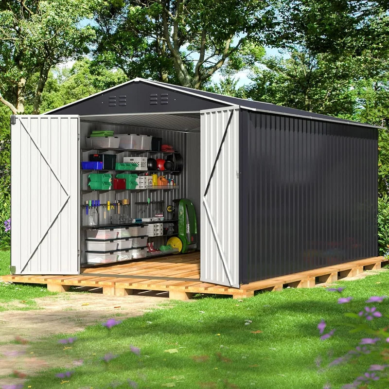 Outdoor Storage Shed, Metal Garden Shed with Updated Frame Structure, Tool Sheds for Backyard Garden, Patio, Lawn