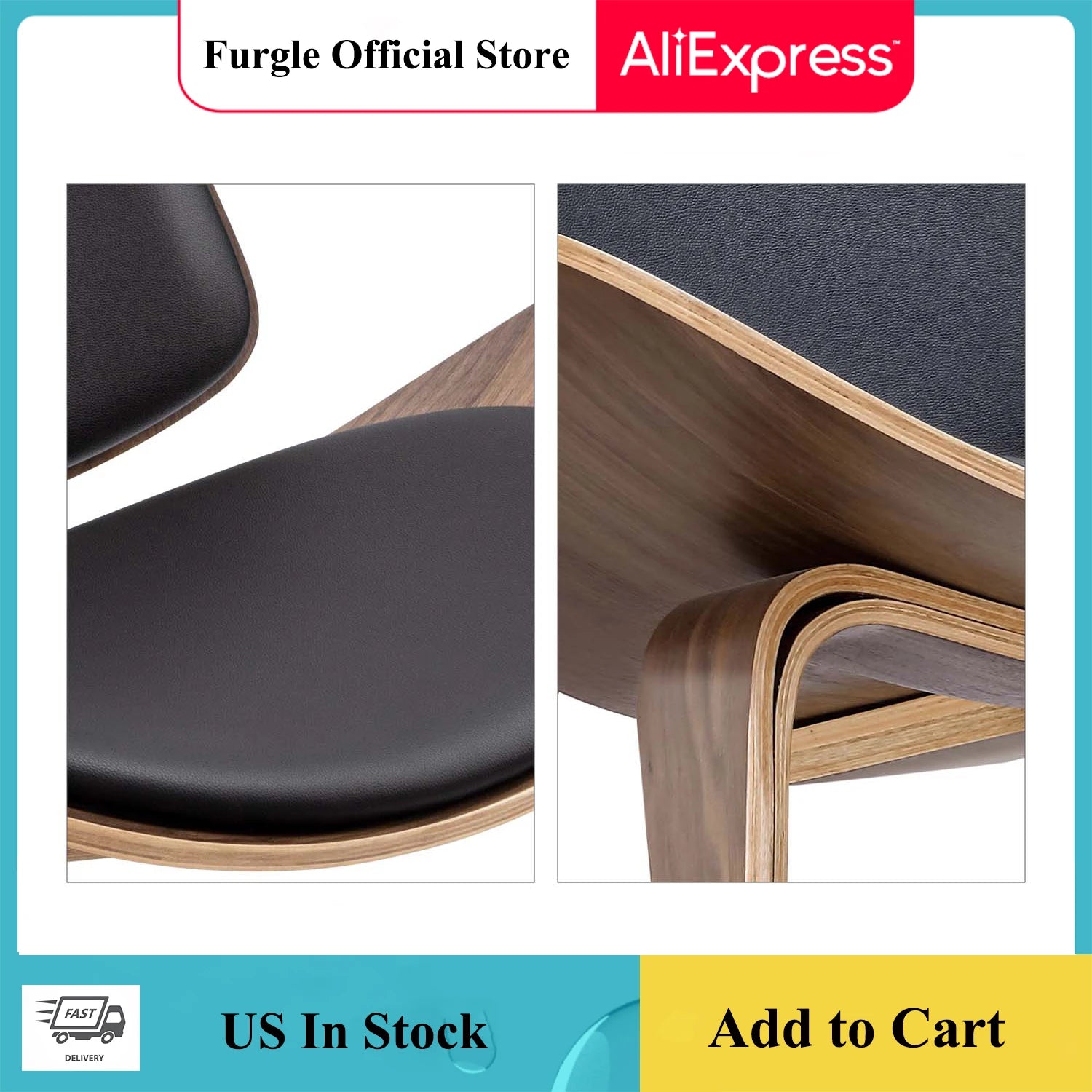 Modern Nordic Style Three-Legged Shell Chair/ Ash Plywood/ Fabric Upholstery Living Room Chair/ Furniture Modern Lounge Shell Chair