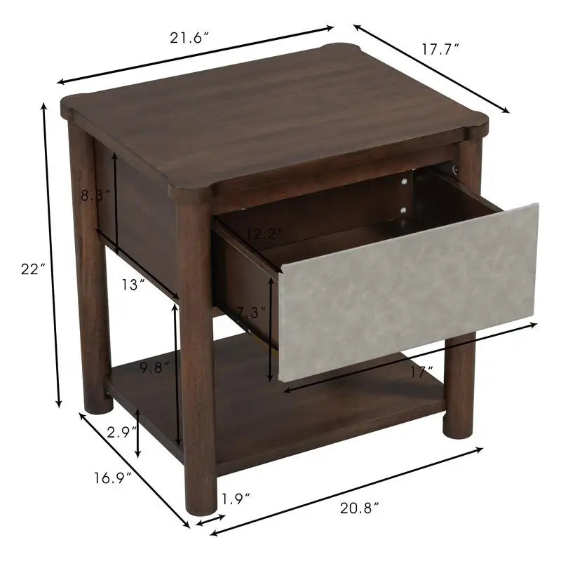 Modern Gray Wood Queen Bed Frame Set with 2 Nightstands,