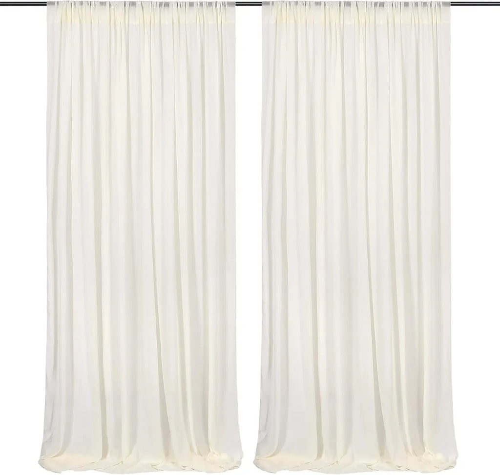 Chiffon Backdrop Curtain Ivory 5ft x 8ft 12 Pieces: Cream Chiffon Curtains Beige Sheer Curtain Backdrop Wedding 60ft x 8ft