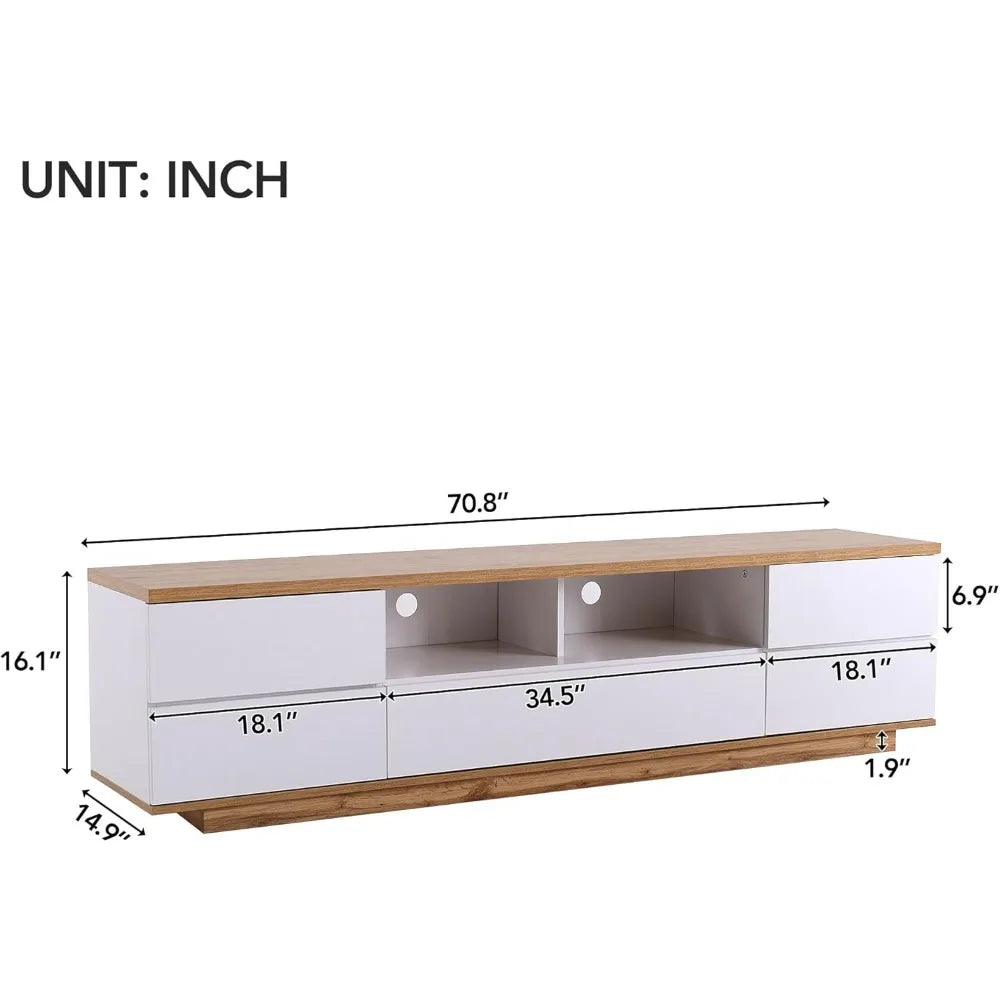 Modern Wood TV Stand w/ Cabinets & Open Shelves, Entertainment Center for All TVs