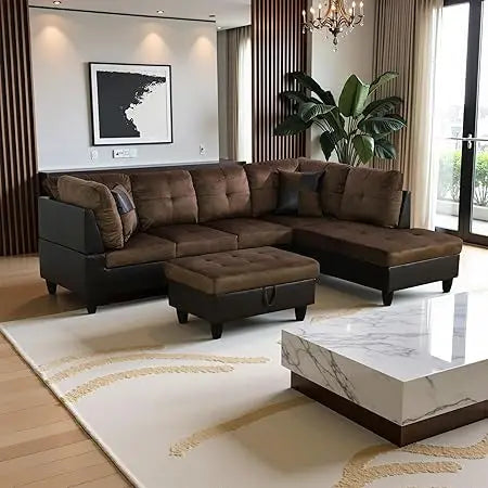 103.5" Oversized Sectional Couch, L Shaped Couch with Storage Ottoman, Modern Modular Sofa with Deep Seat