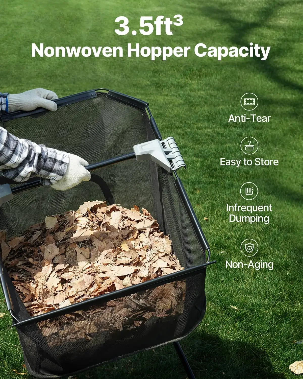 Push Lawn Sweeper, 21-inch Leaf & Grass Collector, Strong Rubber Wheels & Heavy Duty Thickened Steel