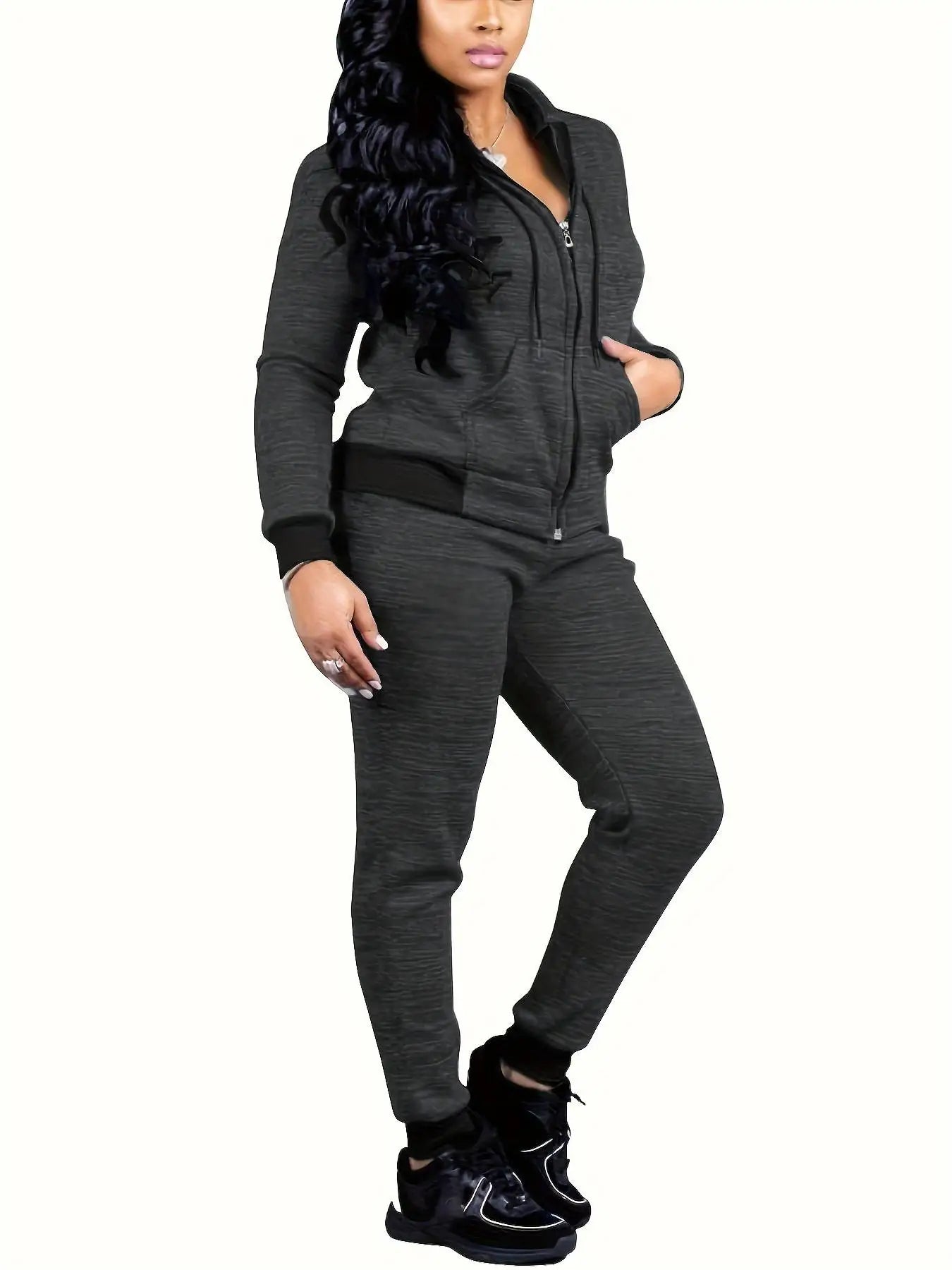 Plus Size Women's Fashionable Casual Hooded Top Set