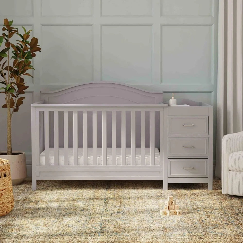 4-in-1 Convertible Baby Crib w/Changing Table - Wooden Toddler Bed, Daybed & Twin Bed Conversion - GREENGUARD Gold Cert