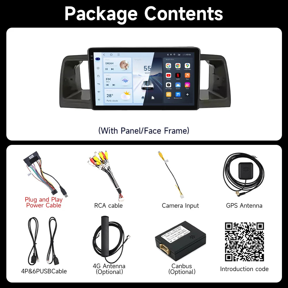 For Toyota Corolla Verso Spacio E120 2001-2007 Auto Radio Car Play WIFI Car Radio/ GPS Navigation/ Multimedia Video Stereo DSP Audio