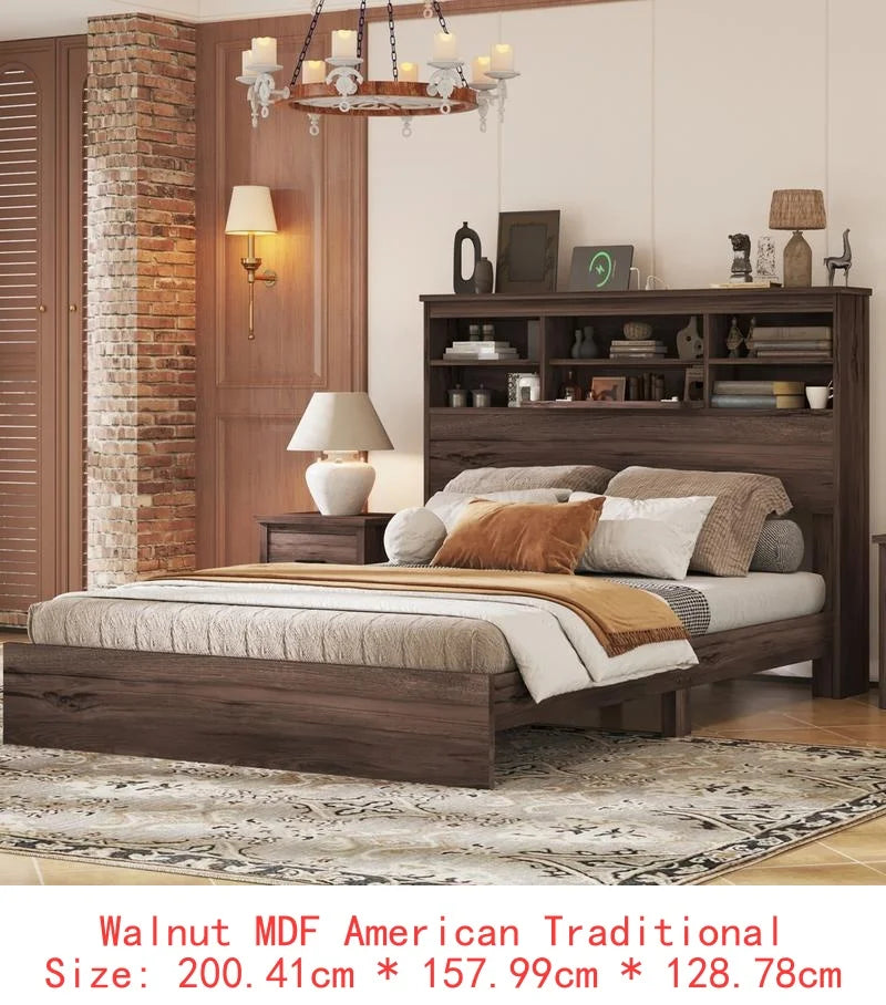 Vintage Queen Bedroom Set, 4 Pieces - Wooden Bed Frame, 2 Nightstands & 1 Dresser in White Finish