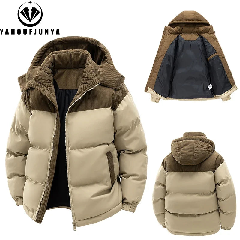 Autumn/ Winter Men Outdoor Removable Hooded Windbreak Jacket /Coats Men Warm Outwear Casual Fashion Solid Parkas/ Jacket Male Tops
