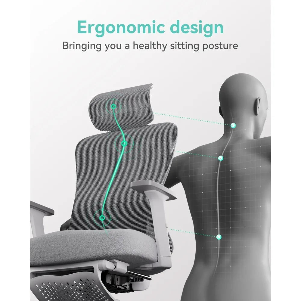 Ergonomic Mesh Office Chair with Adjustable Lumbar Support and Height, Plus Footrest for Comfortable Computing