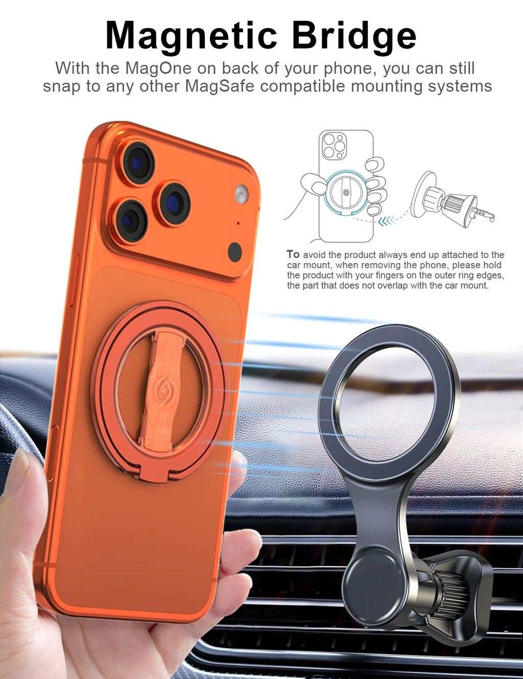EWA Magnetic Phone Ring, Suitable for Mag Safe Grip [Super Magnet] iPhone Fashion Shining Ring/ Phone Stand Accessories
