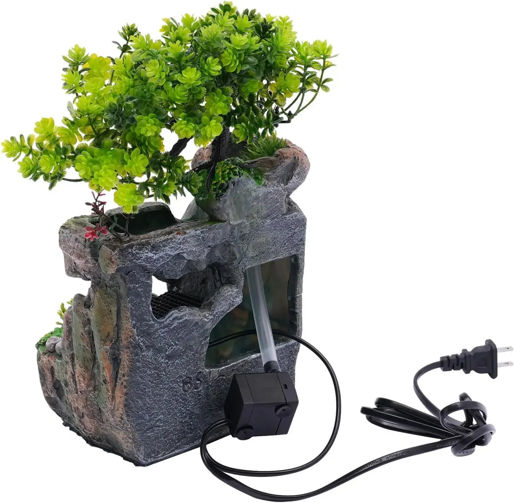 Indoor Waterfall Meditation Fountain with Automatic Pump and LED Light, Tabletop Waterfall Fountain, Relax Desktop Water for Home/ Office/ Bedroom Decoration