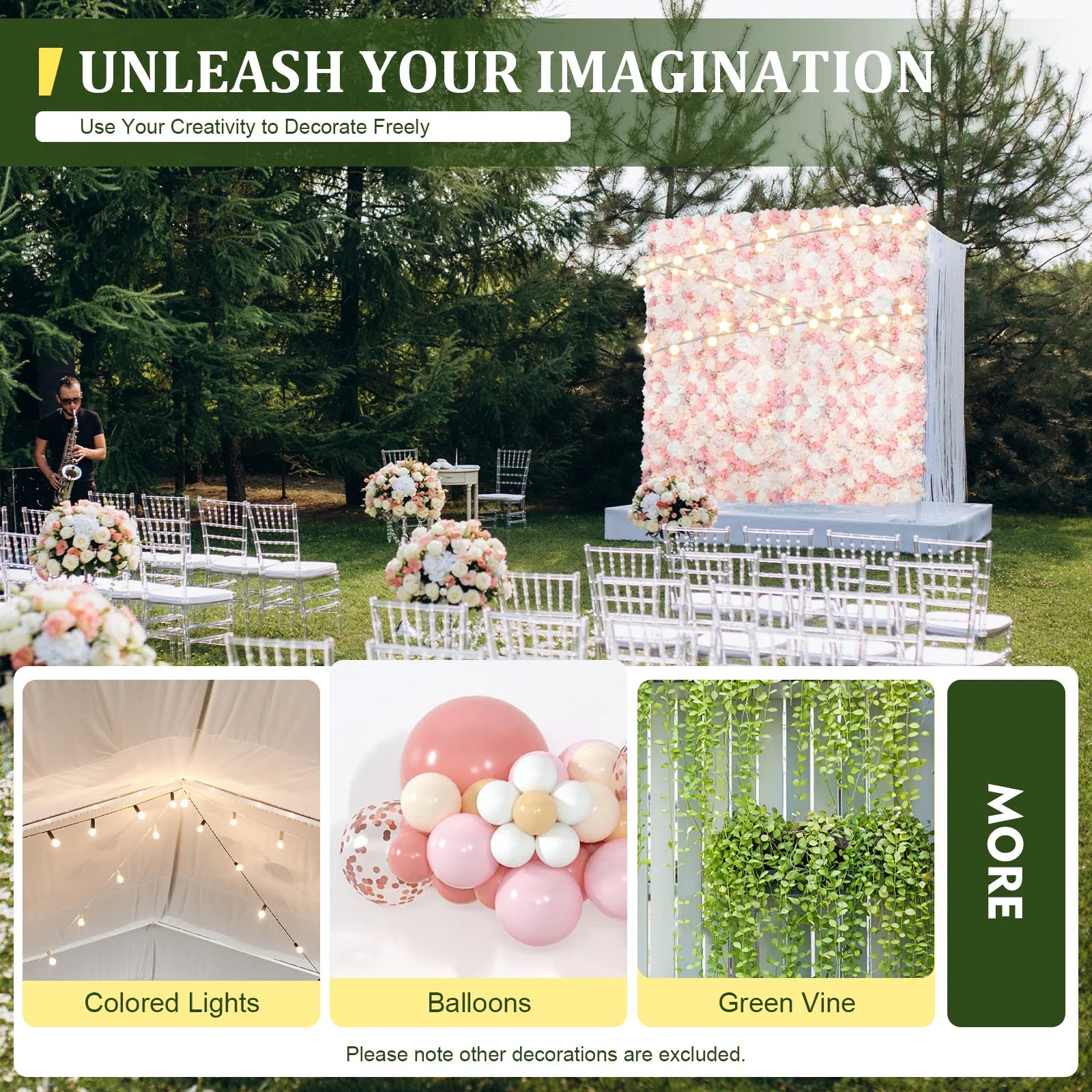 12PCS Silk Flower Walls 23.6x15.74in Artificial Floral Backdrop Realistic Rose Decoration Panel with Grid for Wedding Party Birthday