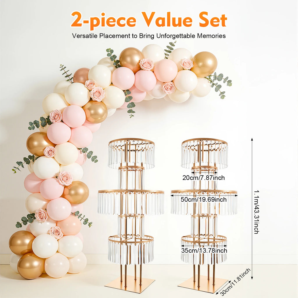 1/2Pcs 5-Tier Gold Acrylic Wedding Flower Stand 110cm Crystal Style Floor Standing Centerpiece for Wedding Party Event Decorate