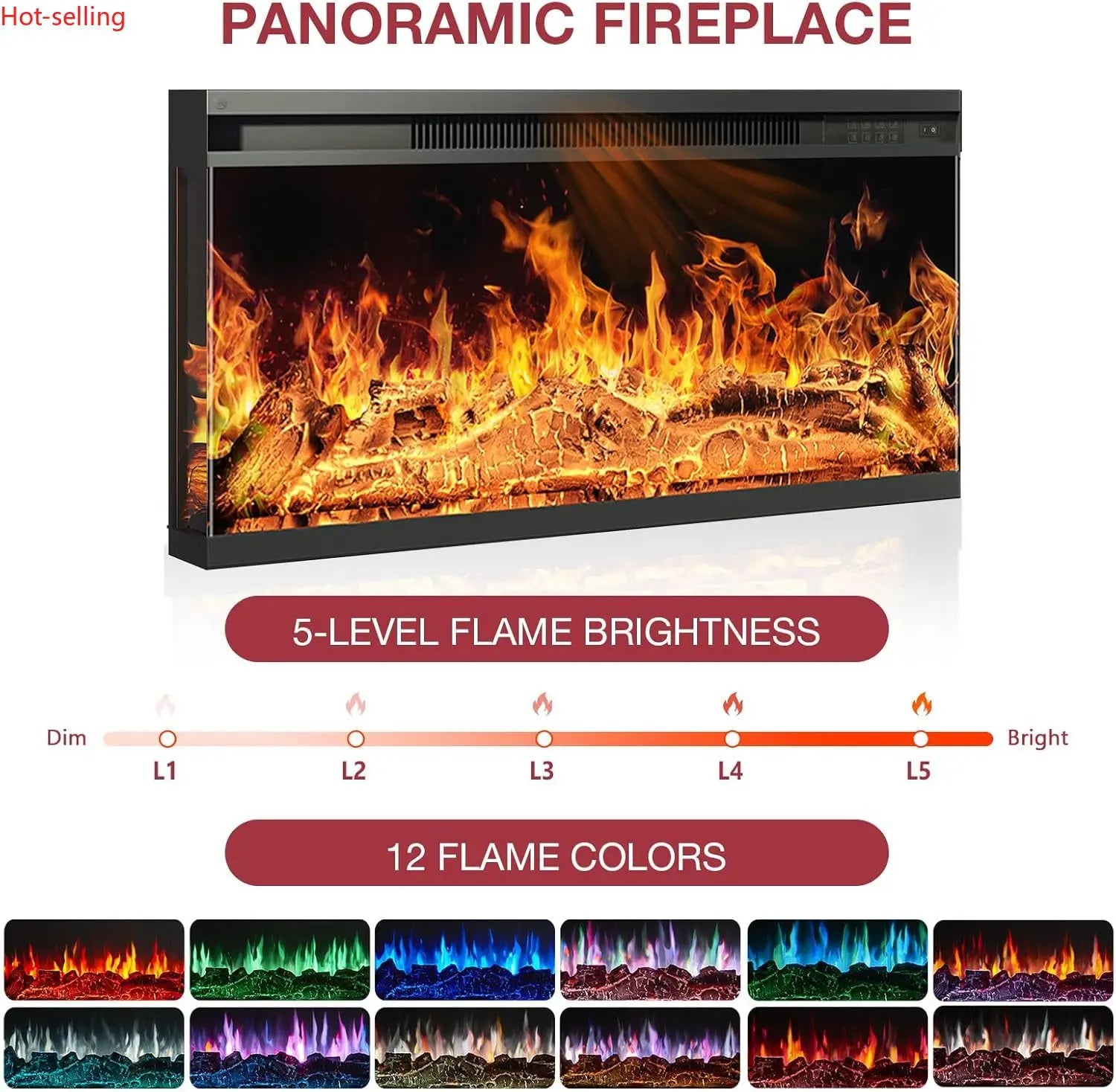 36 Inch 3-Sided Glass Fireplace TV Stand for TVs up to 80",Rustic Media Entertainment Center/Console Table with Glass Door/Storage