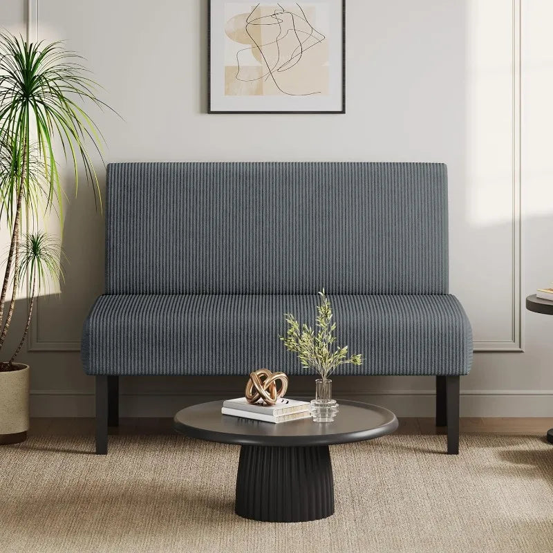 Small Comfy Sofa Mini Loveseat Couch 2-Seater Armless Sofa Chair, for Small Spaces Living Room,Bedroom,Dorm,Office, Dark Grey