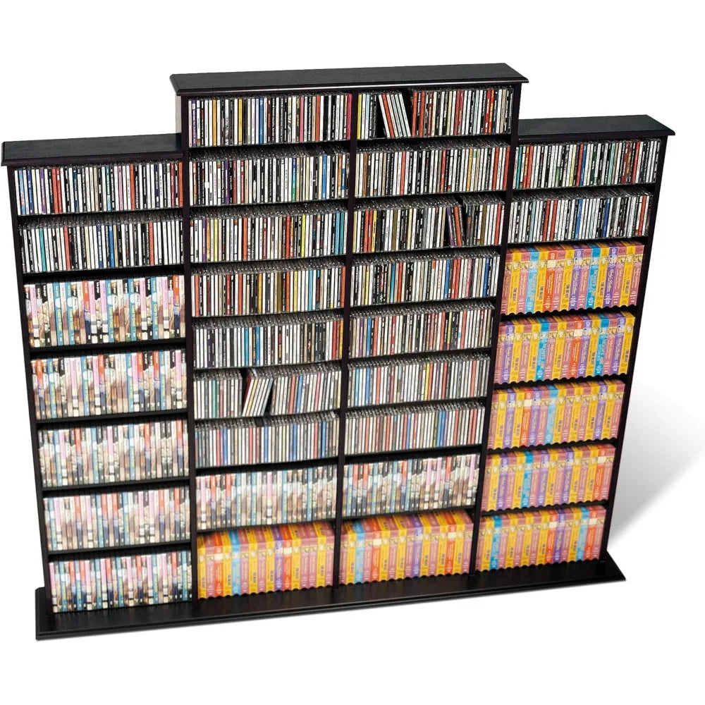 Black Tall 4-Column Media Storage Cabinet, 73.5 Wide