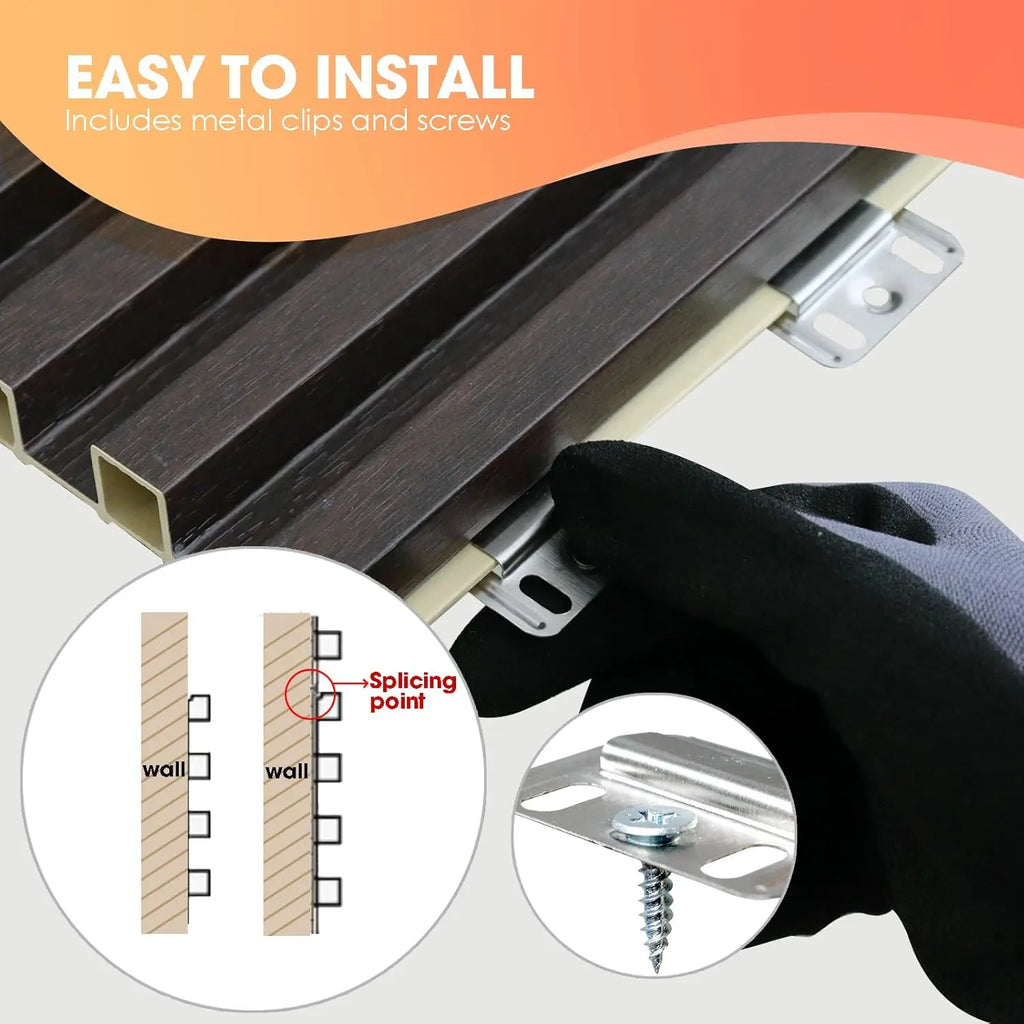 NEW WPC Acoustic Slat Wall Paneling, 8-Pack 96 x 6 Inches 3D Wall Panels ,Living Room,TV Background,Study Room