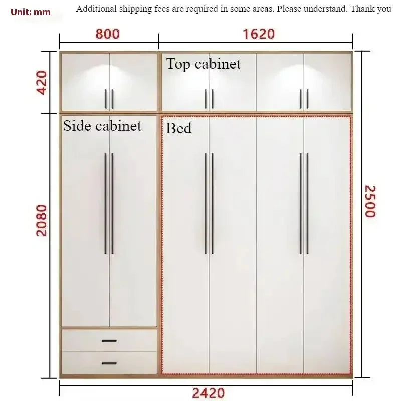 Full Murphy Bed with Closet Organizer with Drawers Full Size Bed Space-Saving Sleeping Arrangement for Multipurpose Room