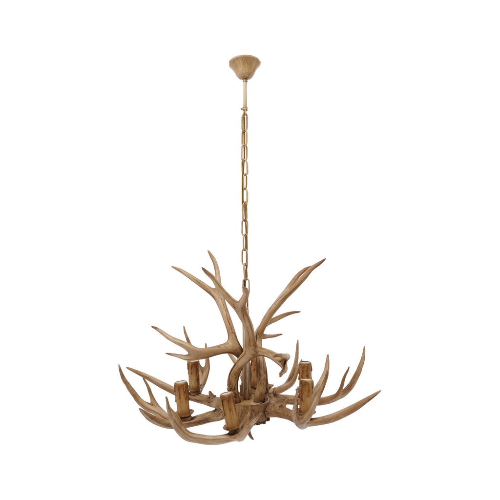 110V Resin Deer Antler Ceiling Light Retro Style/ Deer Chandelier 6 Lights for Dining /Room/ Kitchen /Hallway/ Bars /Hotels