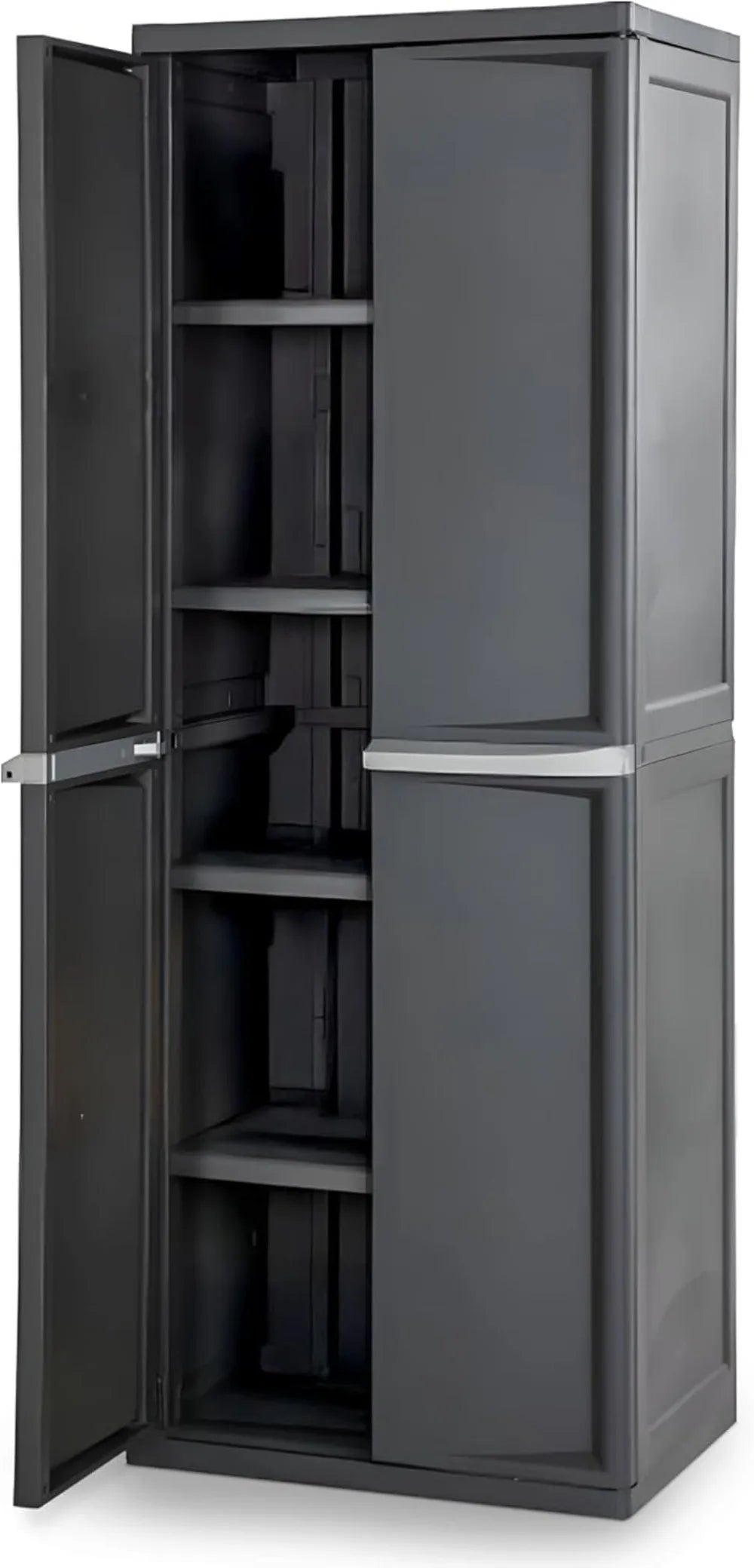 Lockable 4 Shelf Storage Cabinet, Adjustable Plastic Shelving Unit for Garage, Pantry, Basement Organizing