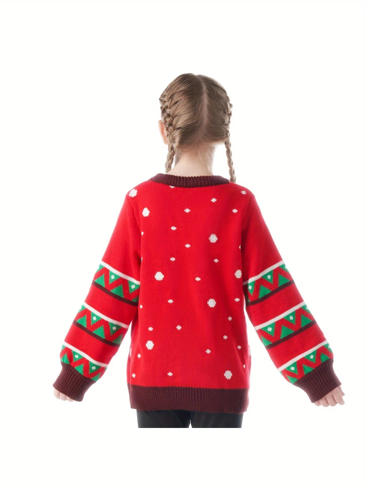 Kid's Christmas Ugly Sweater LED Light Up Reindeer Xmas Sweater Built-in Light Bulbs for Boys Girls (Red, Medium)