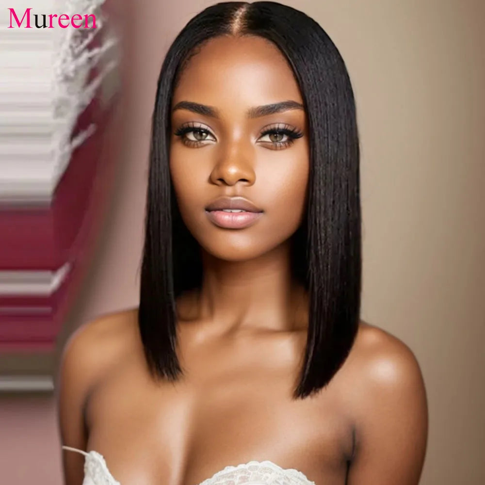 250% Density Straight Wear And Go Glueless Bob Wig 100% Human Hair For Women Ready To Go Human Hair Wigs 4x4 Lace Closure Wig