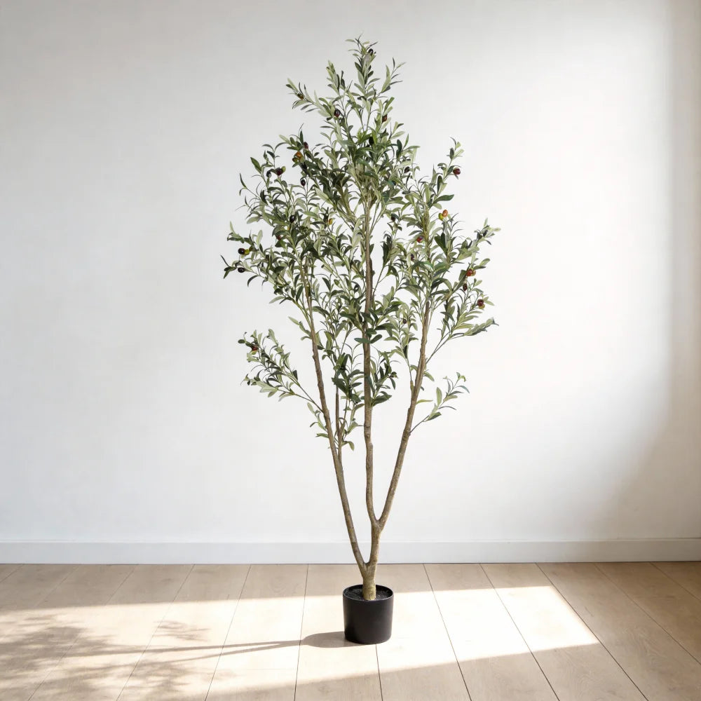 5/6/7FT  Artificial  Olive Tree in Plastic Black Pot, Artificial Plants, High Degree of Simulation, Home Interior Decorations