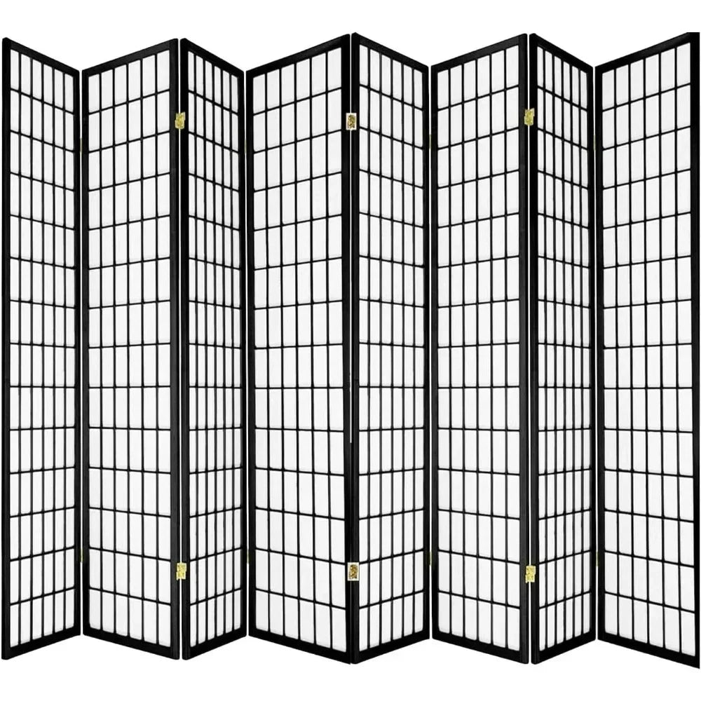 8 Panels Room Divider Privacy Screen Partition Shoji Style Black Finish 71" High x 140" Wide