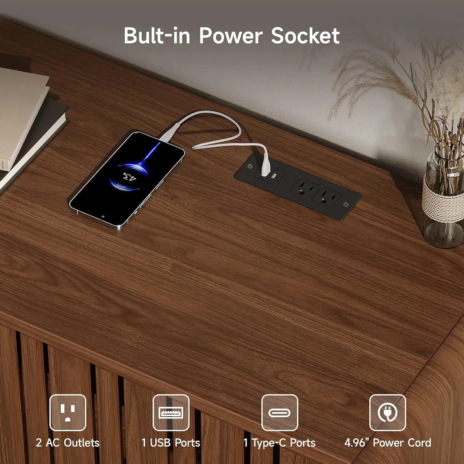 63" TV Stand for TVs up to 75", Entertainment Center & Sliding Grille Door Cabinets and Open Shelves for Living Room