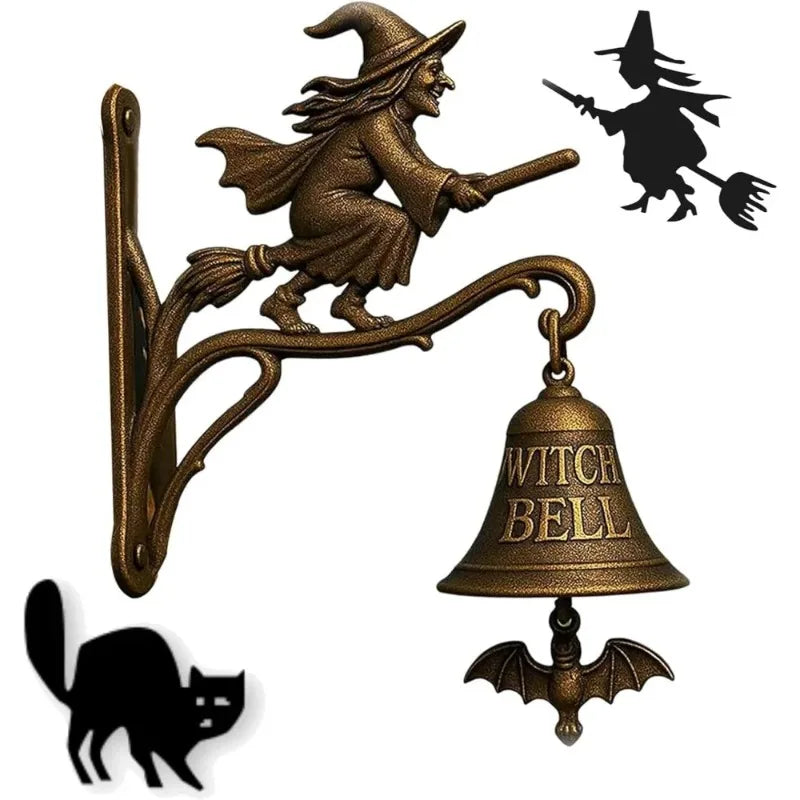 Halloween Retro Witch Doorbell/ Metal Wrought Iron Gothic Witch Decorative Doorbell/ Outdoor /Garden/ Front Door Hanging Decorations