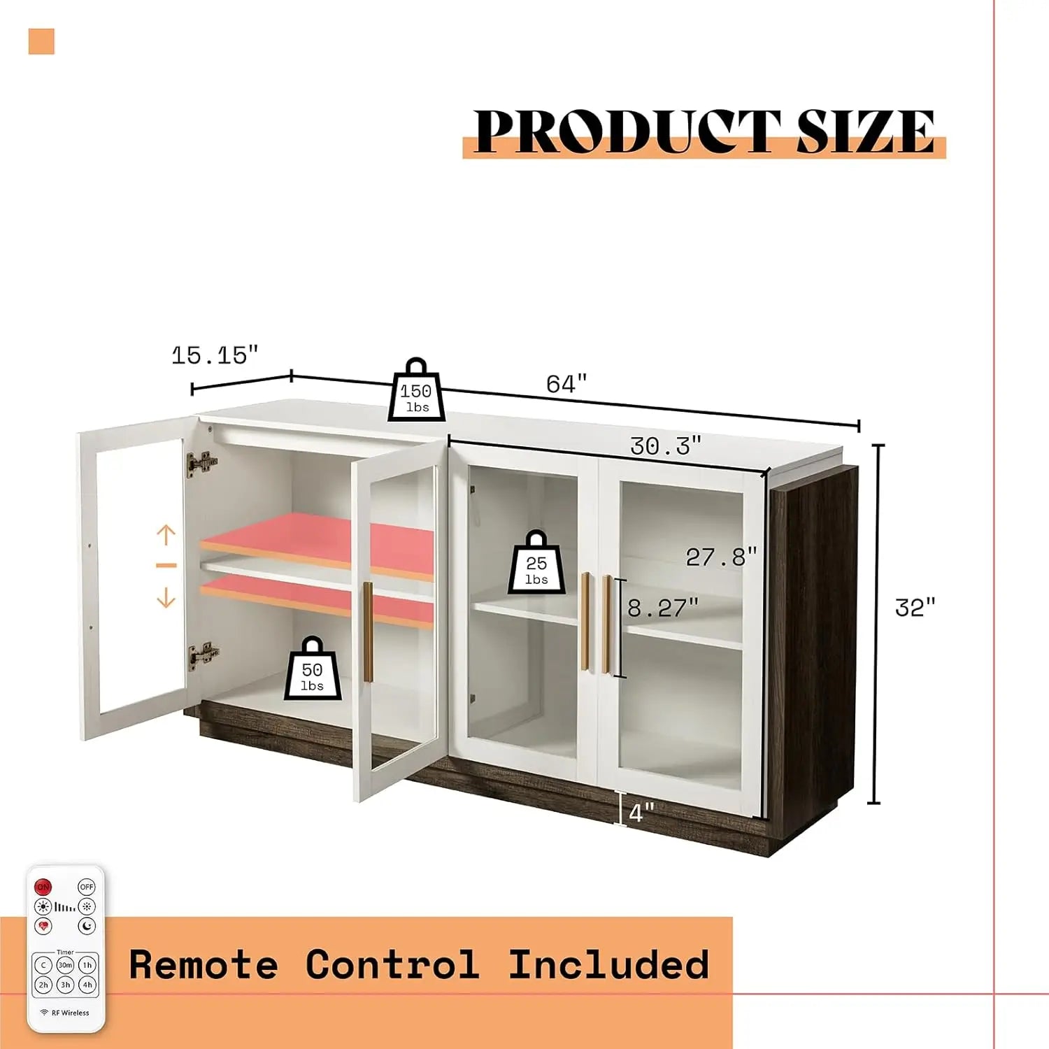 Sideboard Buffet Cabinet, Mixed Color Accent Cabinet